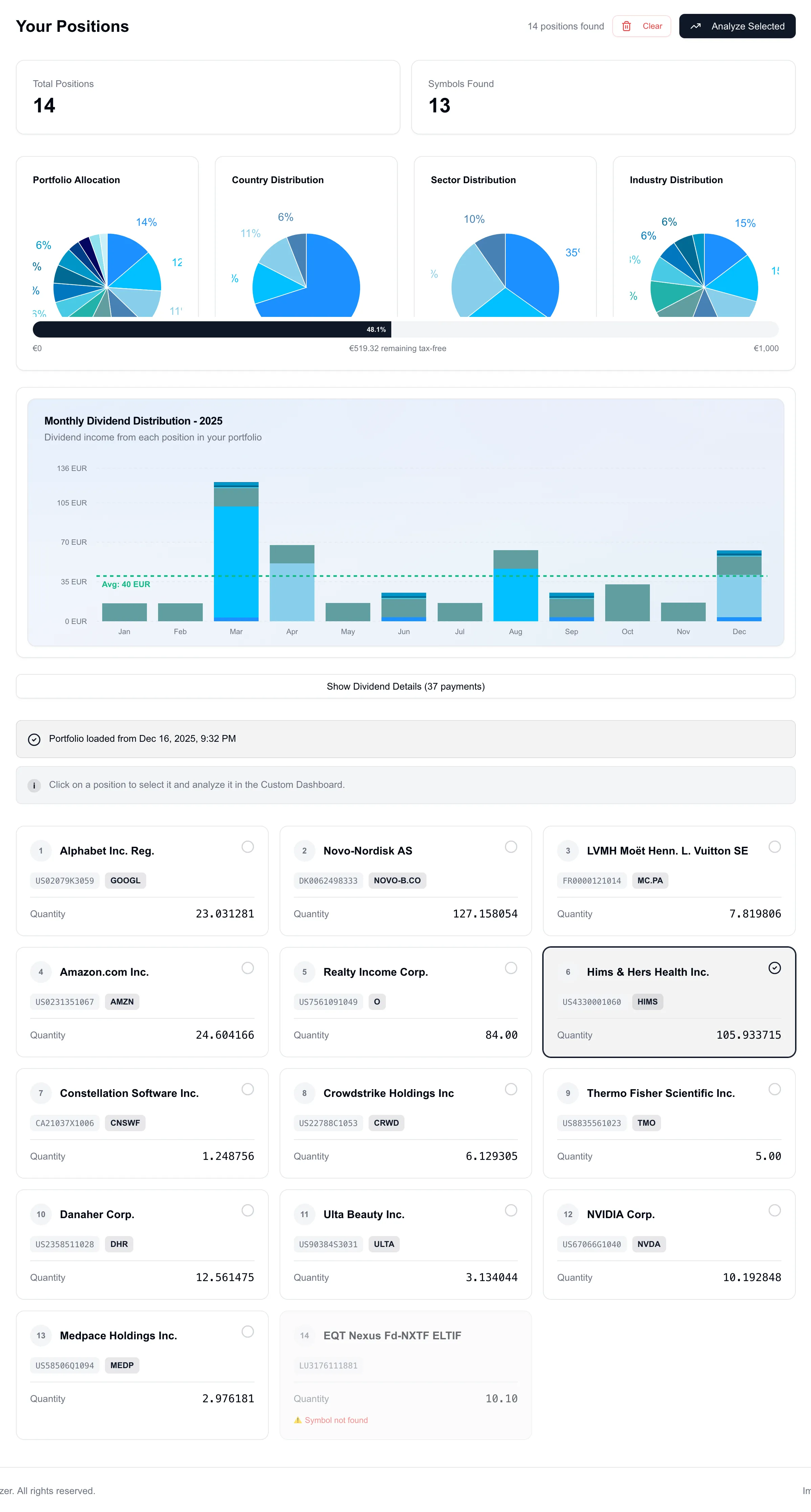 Portfolio Tracking Dashboard